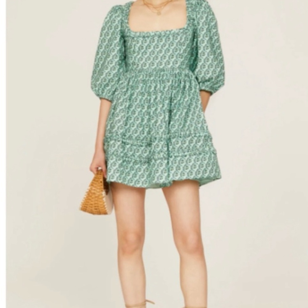 RHODE Daya Floral Squareneck Mini Dress New